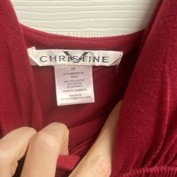 💕 2 For $10 Christine Red/Burgundy Maxi Dress Size Large - Picture 3 of 3